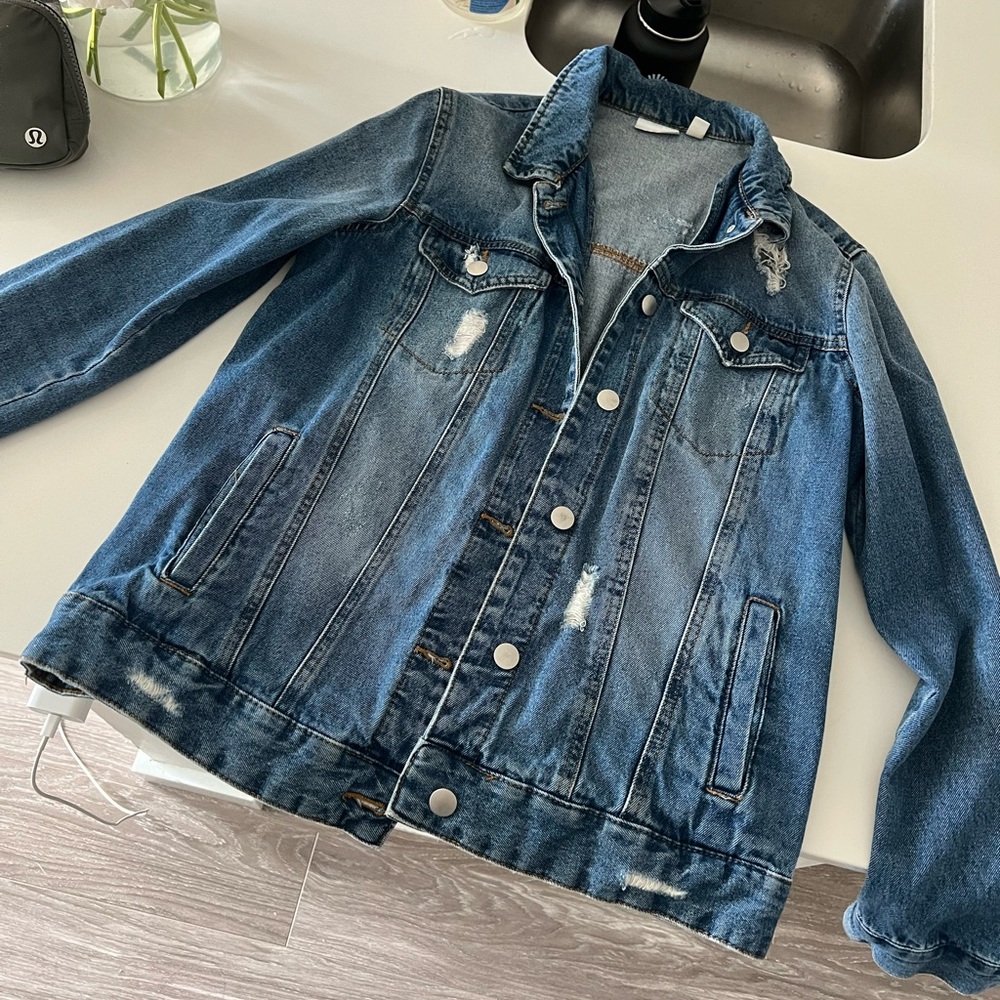 Nordstrom BP oversized distressed denim jacket